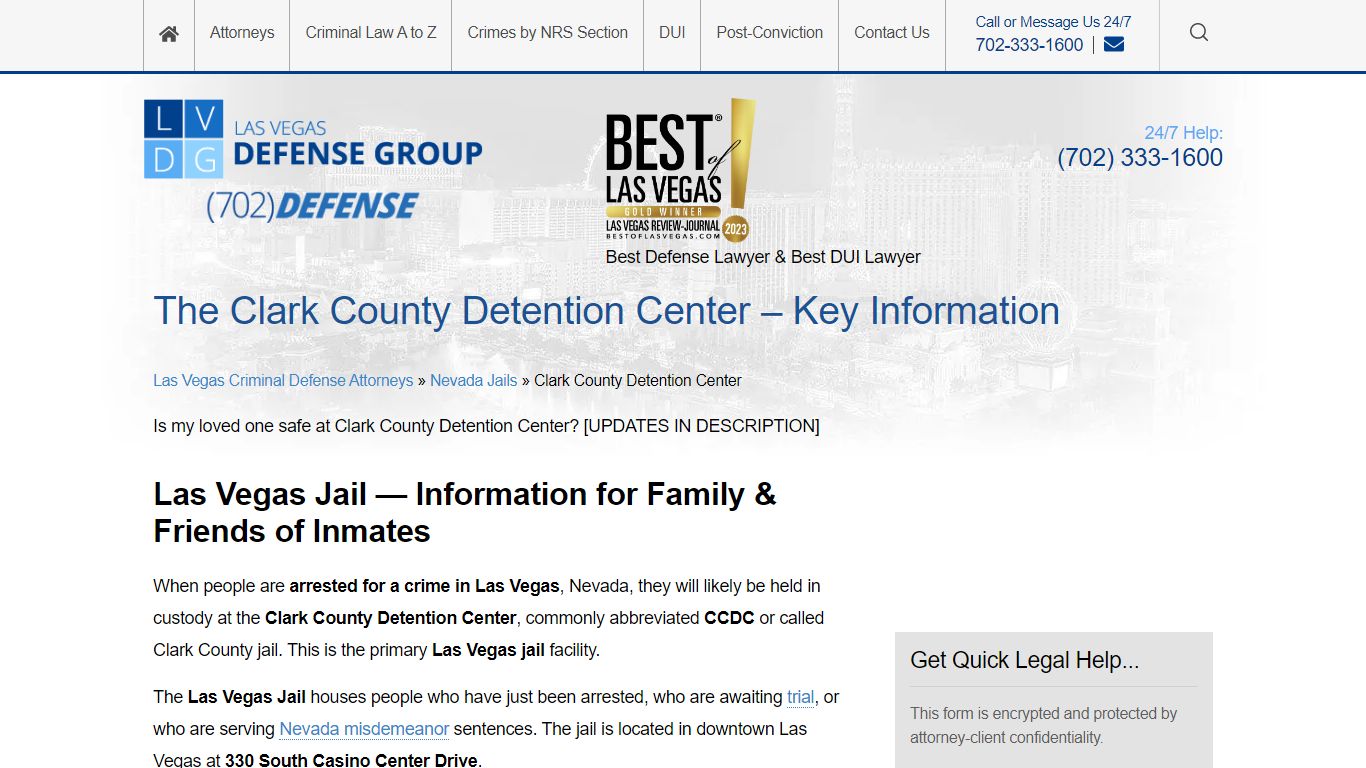 The Clark County Detention Center – Key Information